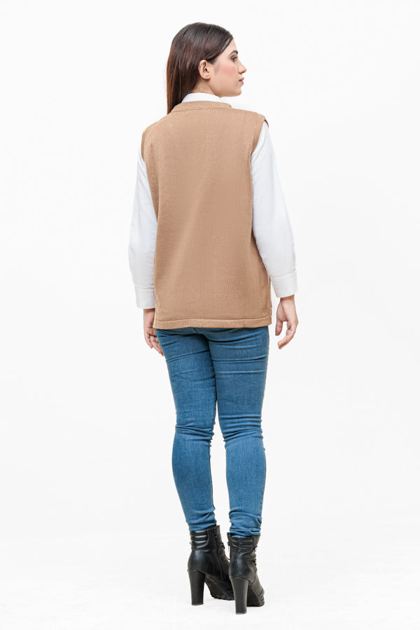 Tan on sale sleeveless cardigan