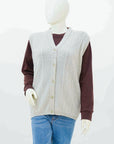 100% Lambswool Sleeve Less Cardigan