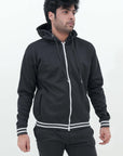 Fleece Jacket With Hoodie Black