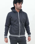 Fleece Jacket With Hoodie Gray