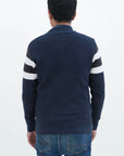 Soft Acrylic Wool Zipper Sweater Blue