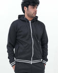 Fleece Jacket With Hoodie Black