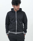 Fleece Jacket With Hoodie Black