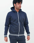 Fleece Jacket With Hoodie Navy