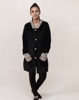 Soft Acrylic Wool Coat with Hoodie