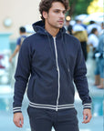 Fleece Jacket With Hoodie Navy