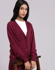 Cotton Long Coat Maroon