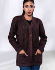 Soft Acrylic Wool Cardigan Maroon