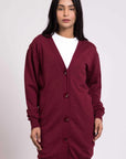 Cotton Long Coat Maroon