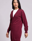 Cotton Long Coat Maroon