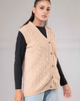 100% Lambswool Sleeve Less Cardigan