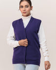 100% Lambswool Plain Sleeve Less Cardigan